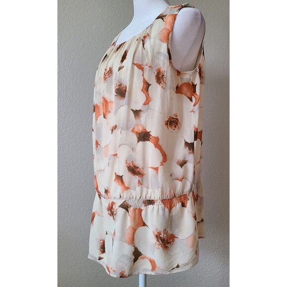 St John Silk Floral Top Blouse Size 6 Ruffle Peplum Lined Sleeveless Luxury - Picture 4 of 11
